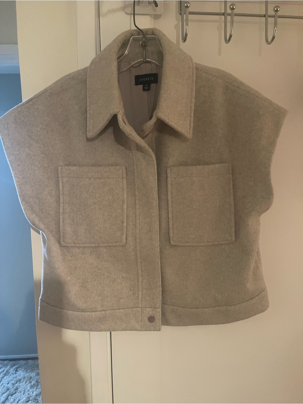 Evereve Cream Wool Blend Short Jacket Vest